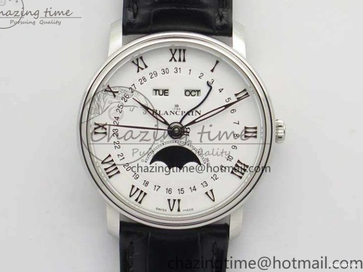 1228 SportInspired Villeret 6669 SS HG 1:1 Best Edition White Dial On Leather Strap V 8099
